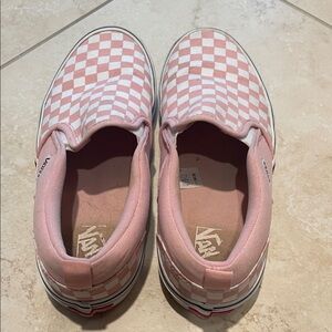 Vans Pink and White Checkered Slip-On Sneakers